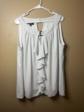 AGB White Sleeveless Ruffle Front Blouse